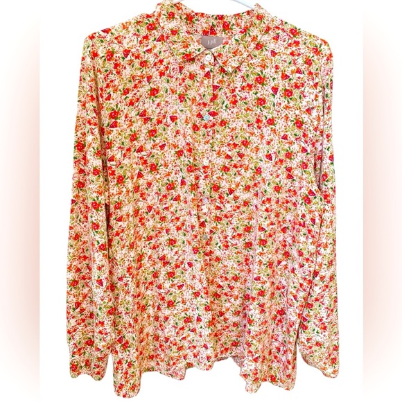 J. Jill Tops - J. Jill Floral Button Down Top Long sleeve Boho Women’s XL Cottagecore Fairy